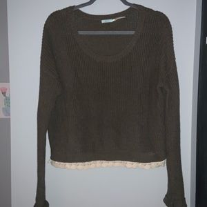 Green Sweater with a lace bottom